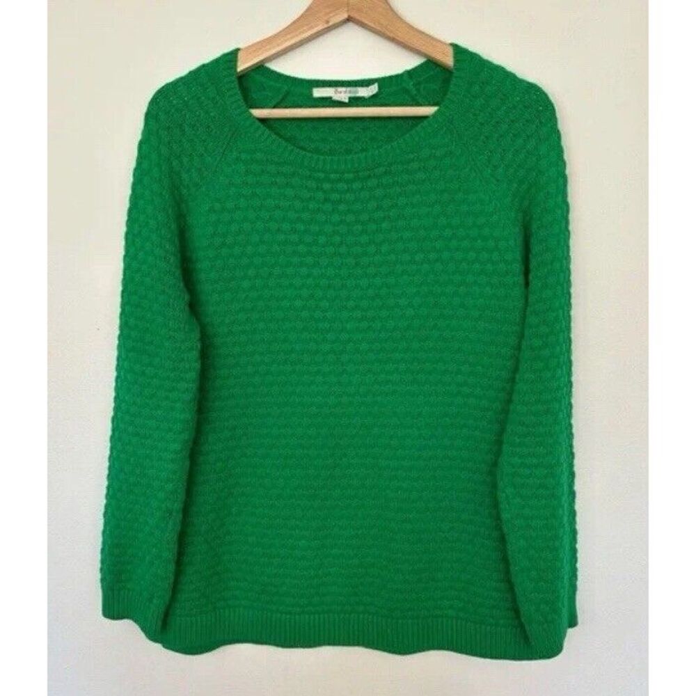 Boden Women's size 4 Basket Weave‎ Sweater Kelly Green EUC